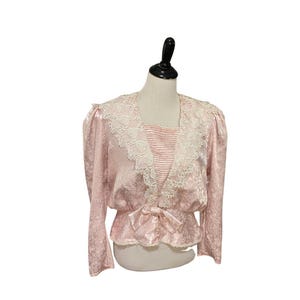 80s Scott McClintock Pink and White Blouse
