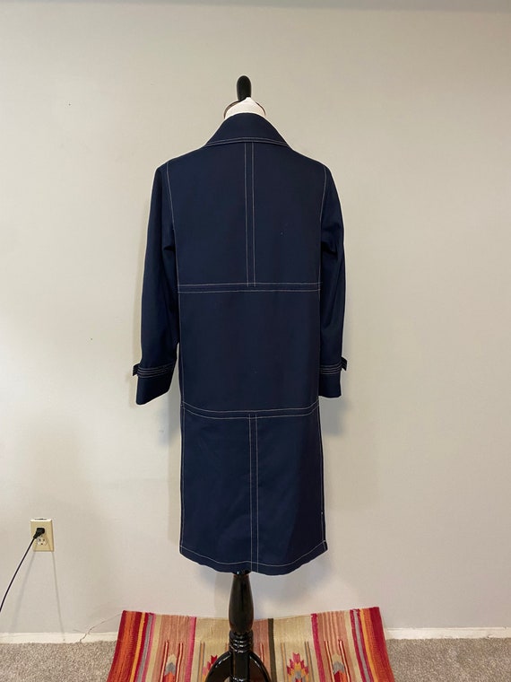 70s Navy Blue Topstitched Misty Harbor Raincoat - image 7