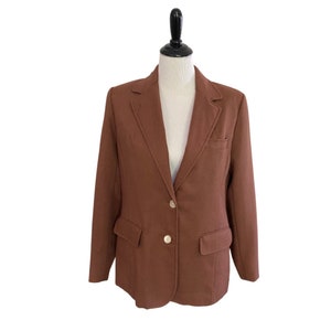 1970s Mocha Brown Linen Texture Blazer/SSP by Betty Rose
