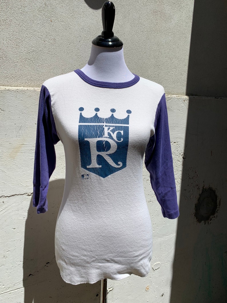 Vintage Healthknit \u201cKansas City Royals\u201d blue x white baseball t-shirt Made in USA features