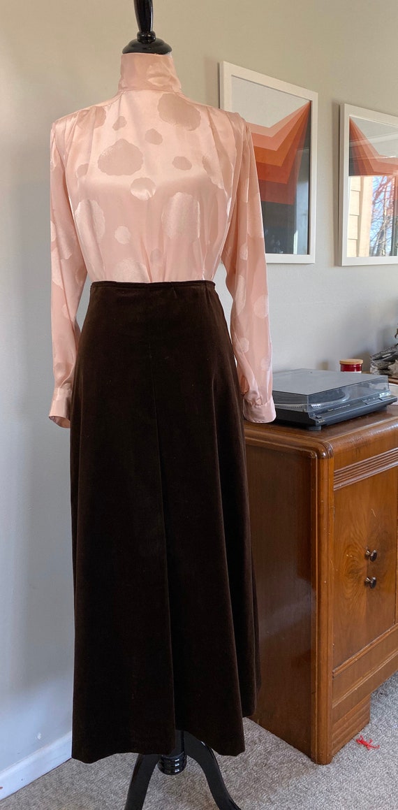 Vintage Handmade Brown Velveteen Maxi Skirt