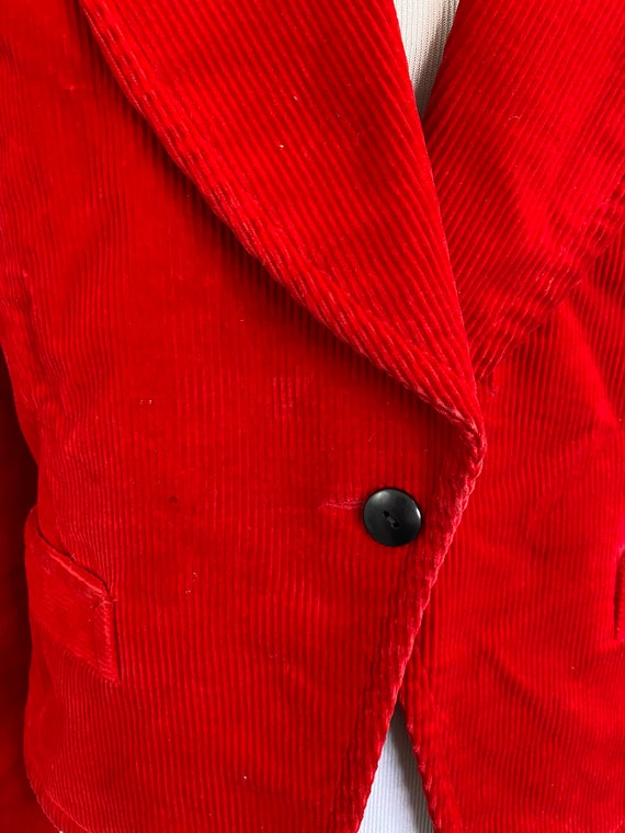 Vibrant Red Corduroy Cropped Blazer - image 7