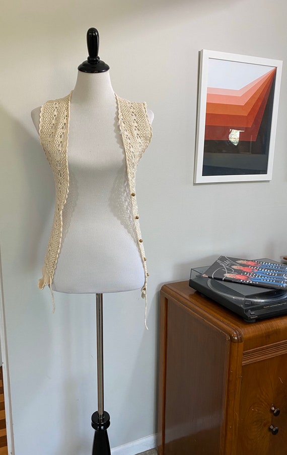 Vintage 1970s Boho Crochet Vest