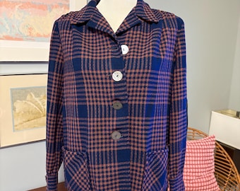Vintage 50er Jahre Pendleton Wolle Karierte Jacke