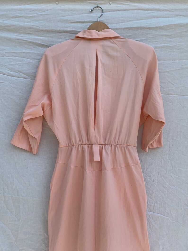 Vintage 1980s Peach Dolman Sleeve Shft Dress Small