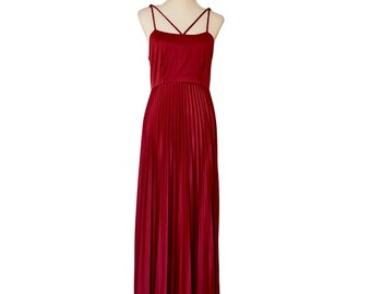 Vintage Burgundy Strappy Disco Maxi Dress