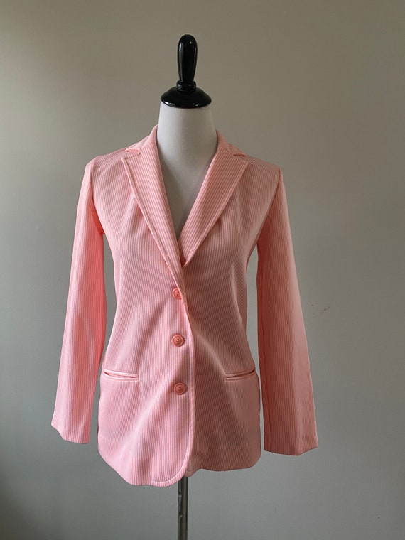 70s Pink and White Candy Striped Blazer - image 2