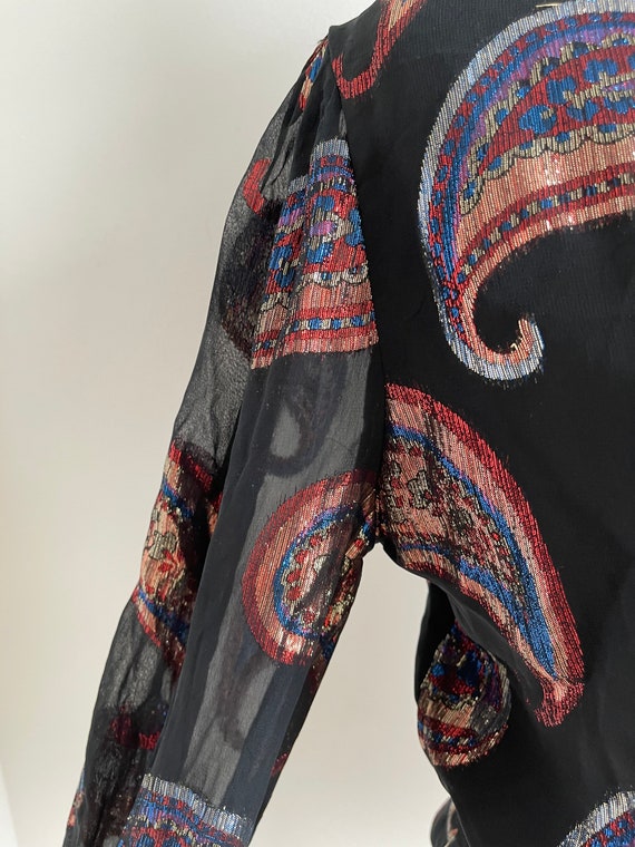 80s Sparkle Paisley Wrap Blouse by Anne Klein - image 8