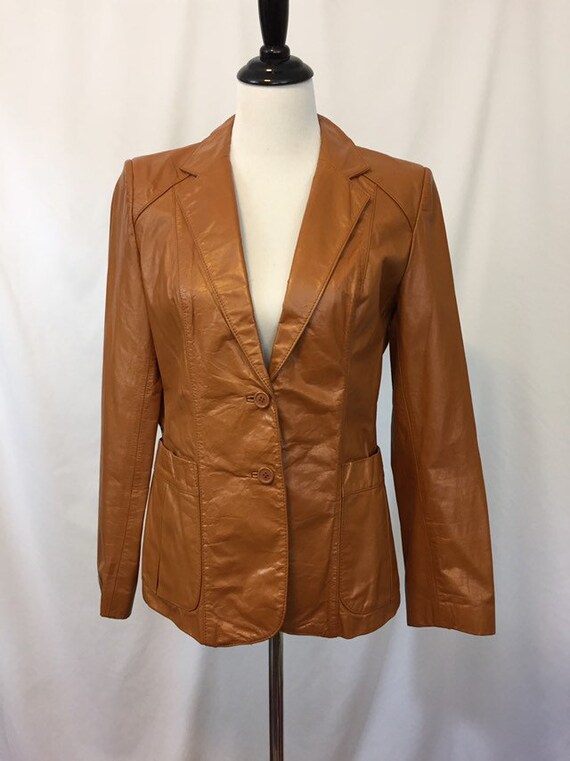 Caramel Brown Western Leather Blazer//Medium//80s