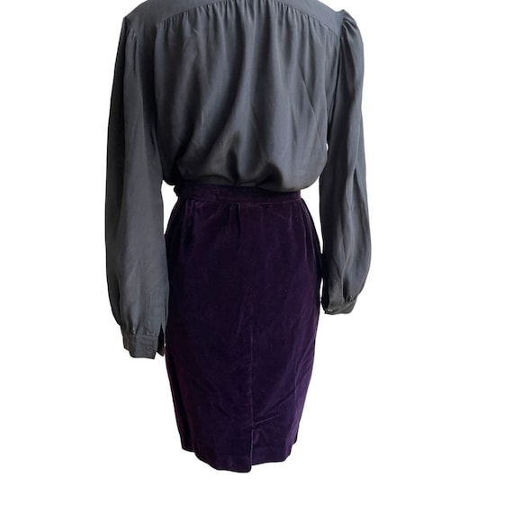 Vintage YSL Eggplant Velvet Pencil Skirt, 26” W - image 4