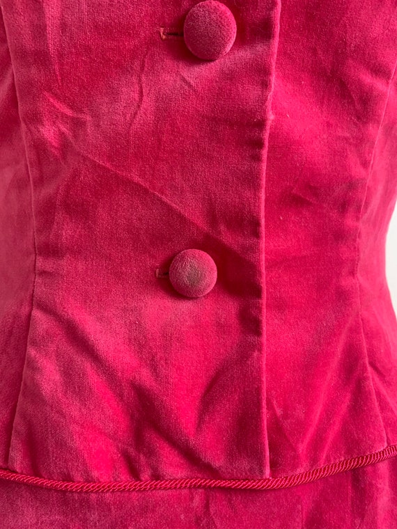 Vintage 1960s Hot Pink Velvet Mini Shift Dress, x… - image 9