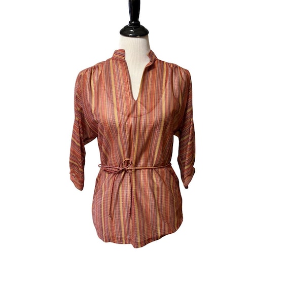 70s Deadstock Lurex Stripe Blouse