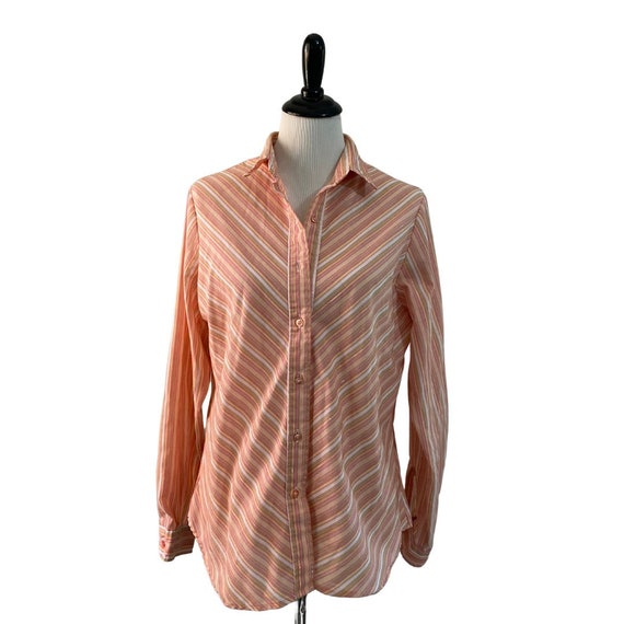 80s Peach Shimmer Stripe Wrangler Blouse - image 2