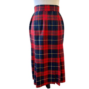 70s Tartan Plaid Pleat Front Pencil Skirt