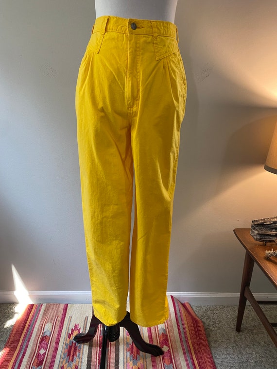 1980s Bright Yellow Palmetto High Waist Pants - image 2