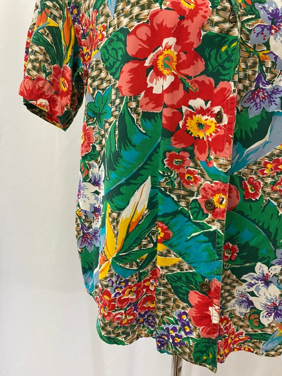 1990s Vibrant Tropical Floral Lizwear Hawaiian Bl… - image 6