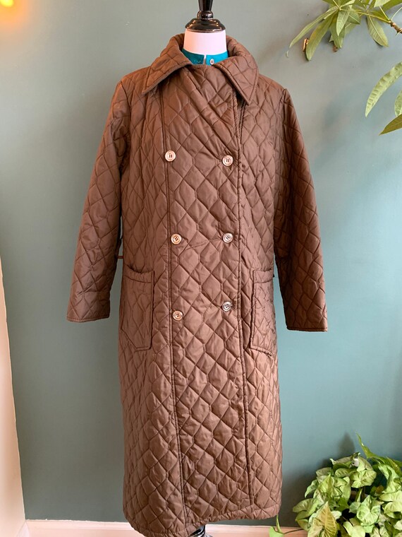 Vintage Quilted Long Montgomery Ward Brown Coat, X