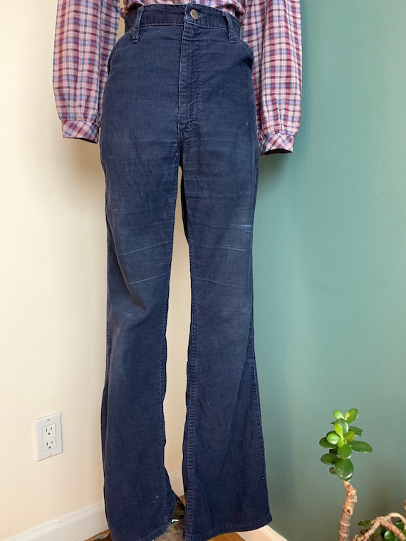 Navy Wrangler Corduroy Pants, 34” Waist