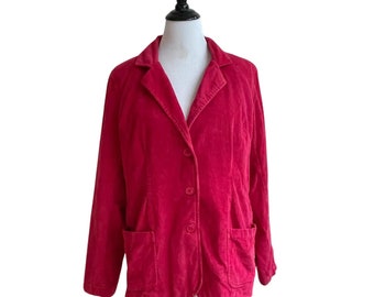 Vintage Red Corduroy Workwear Blazer