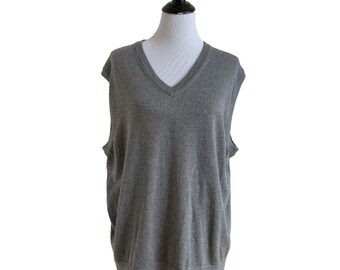 Gray Cotton Sweater Vest, XL