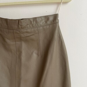 Vintage Putty Midi Doncaster Leather Skirt, 28 W image 3