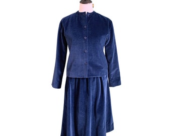 Geoffrey Beene Beene bag Blue Velvet Polka Dot Skirt Suit, xs-sm