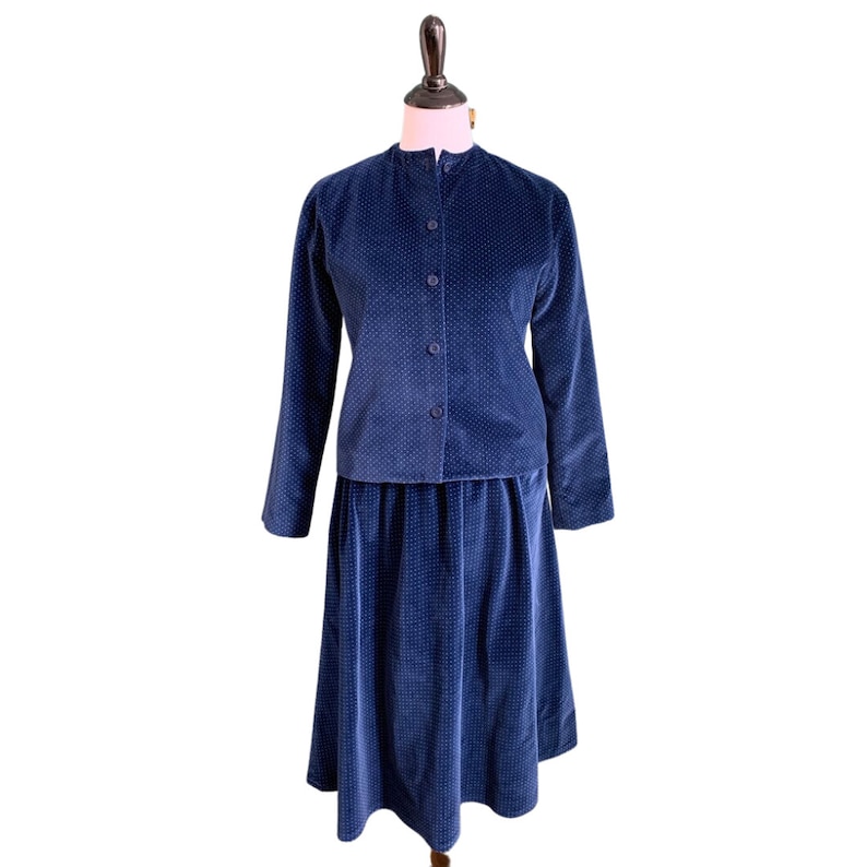 Geoffrey Beene Beene bag Blue Velvet Polka Dot Skirt Suit, xs-sm image 1