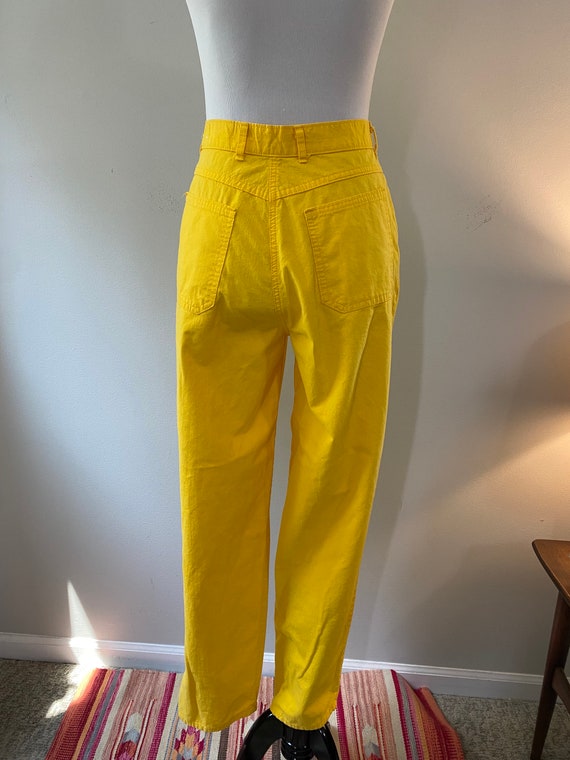 1980s Bright Yellow Palmetto High Waist Pants - image 6