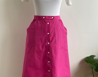 Fuchsia A-Line Snap Front Skirt by Koret