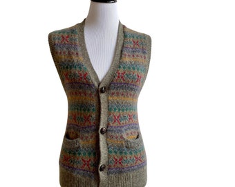 Vintage Shetland Fairl Isle Wool Vest by Henry Grethel