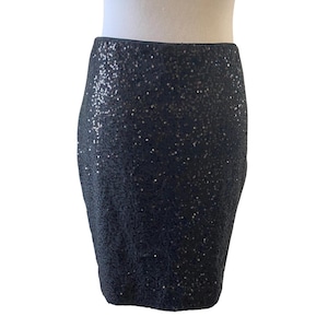 Vintage Black Body Con Sequin Mini Skirt/Caché