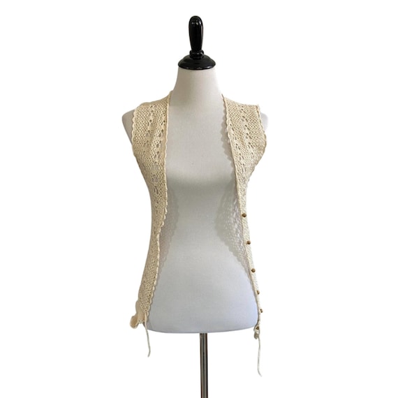 Vintage 1970s Boho Crochet Vest - image 1