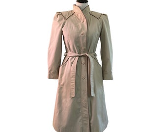 80s Beige and Taupe J. Gallery Lined Trench Coat