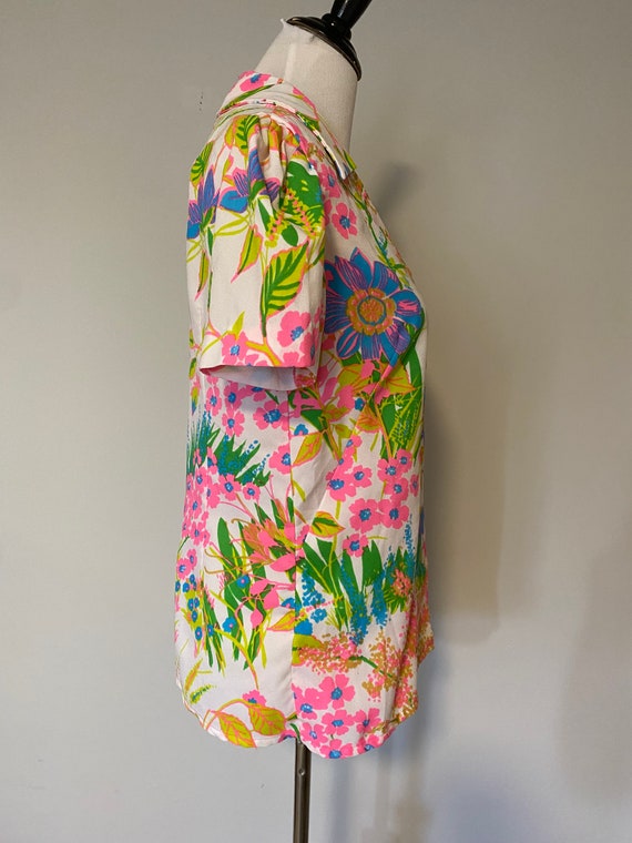 70s Vibrant Floral Blouse - image 6