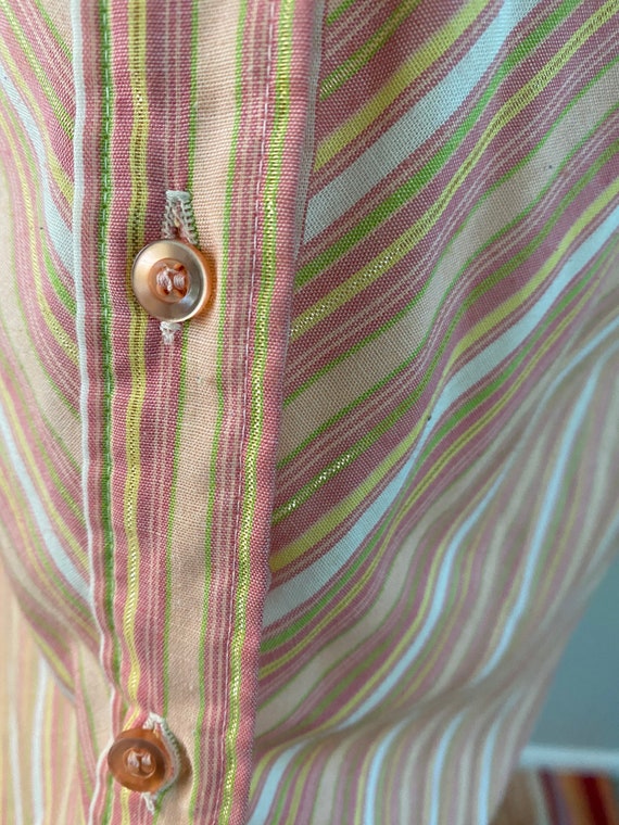 80s Peach Shimmer Stripe Wrangler Blouse - image 5