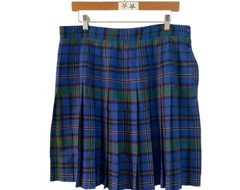 90s Blue Plaid Pleated Gap Skirt