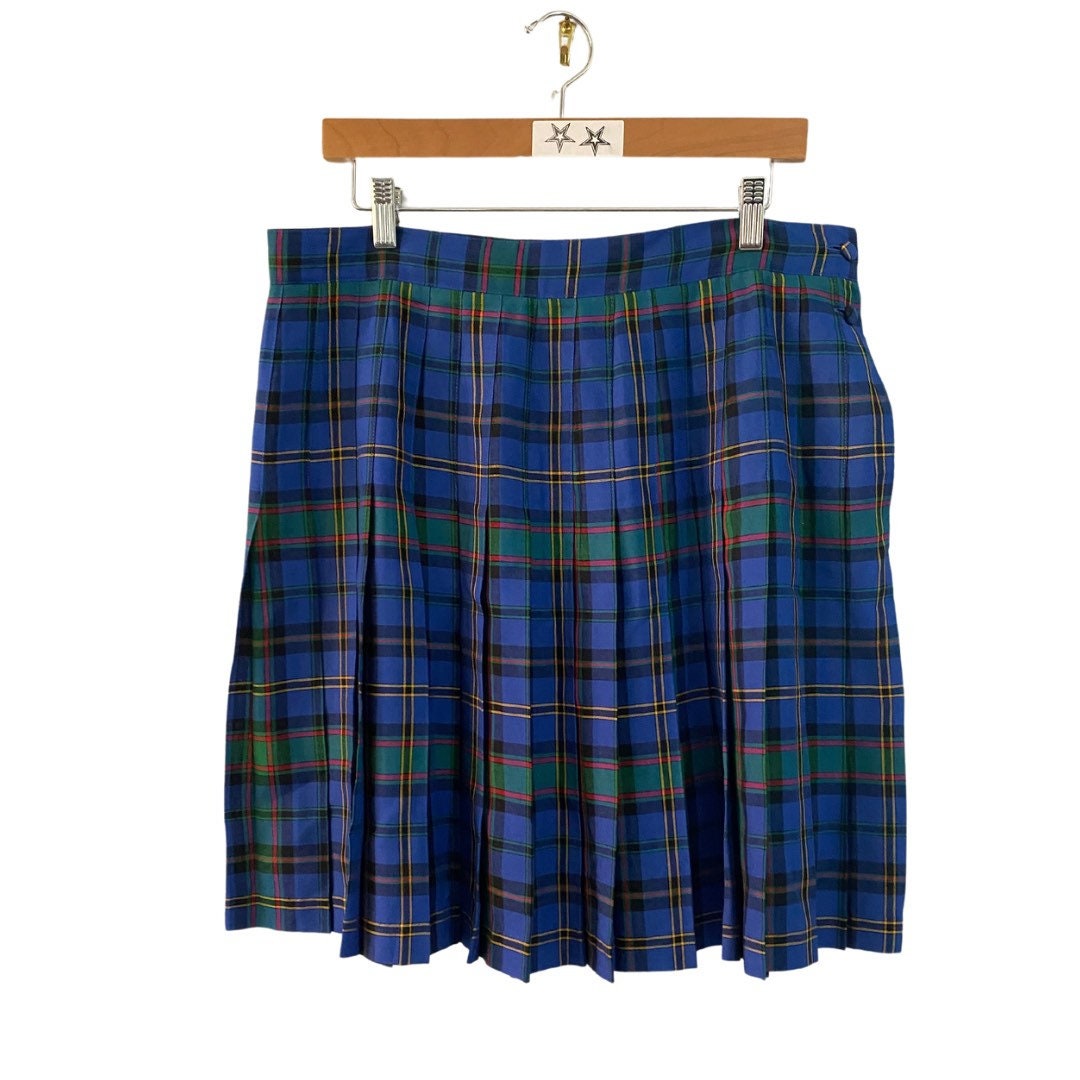 Blue pleated cheap skirt 90s