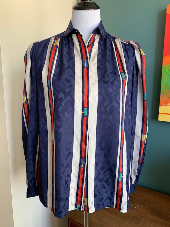 Vintage French Star Dress Blouse, M