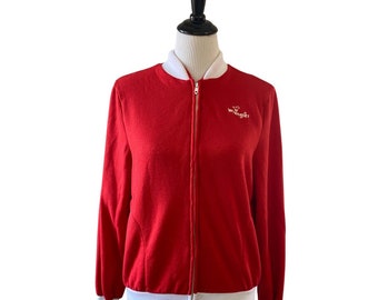 1980s Red and White Wrangler Zip-Up Track Jacket