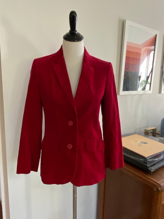 70s Red Velvet Blazer - image 5