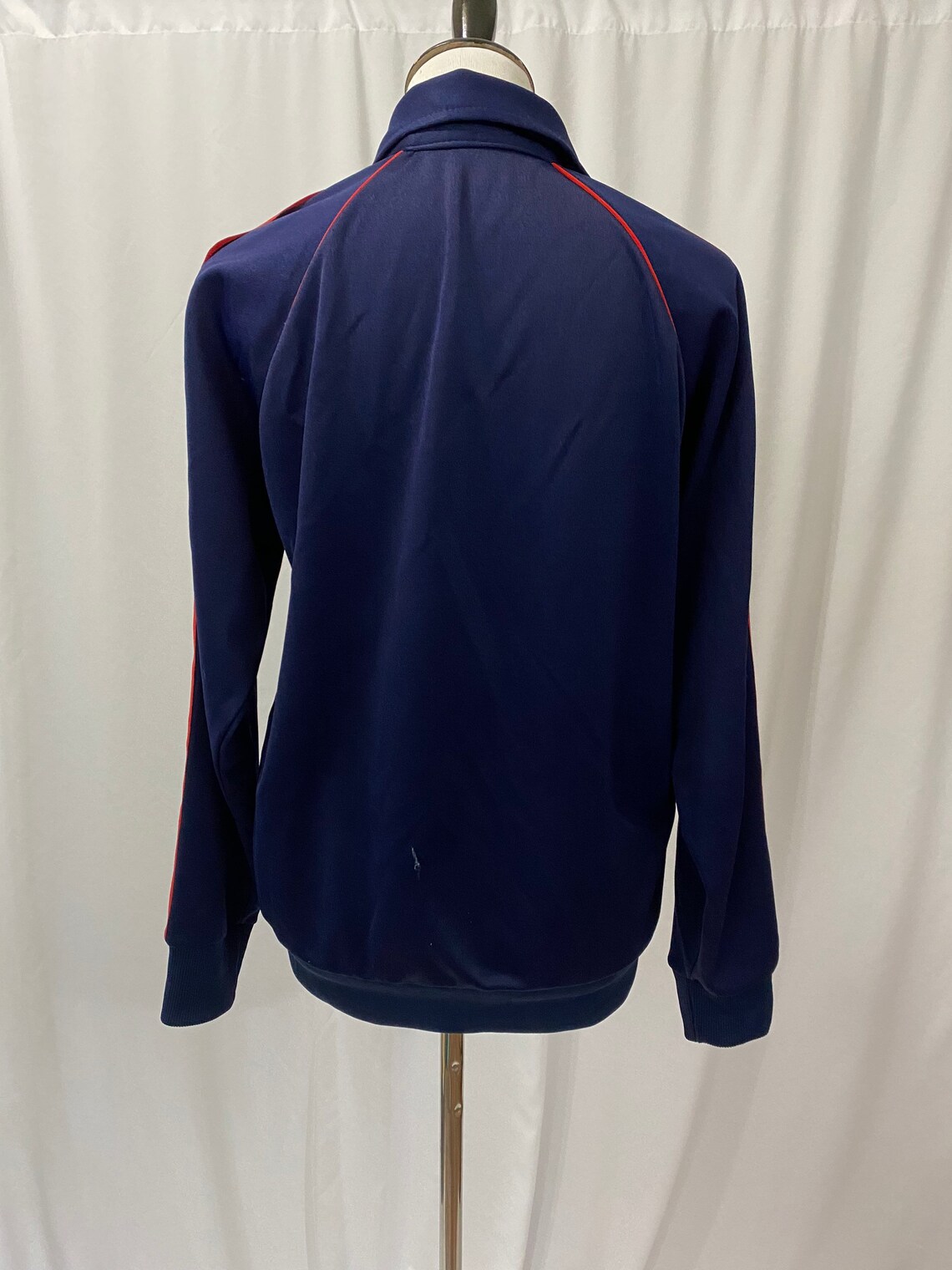 1980s Red and Blue Three Stripe Polyester Track Warmup Jacket - Etsy