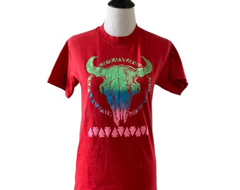 90s Red and Day-Glo Southwest T-Shirt
