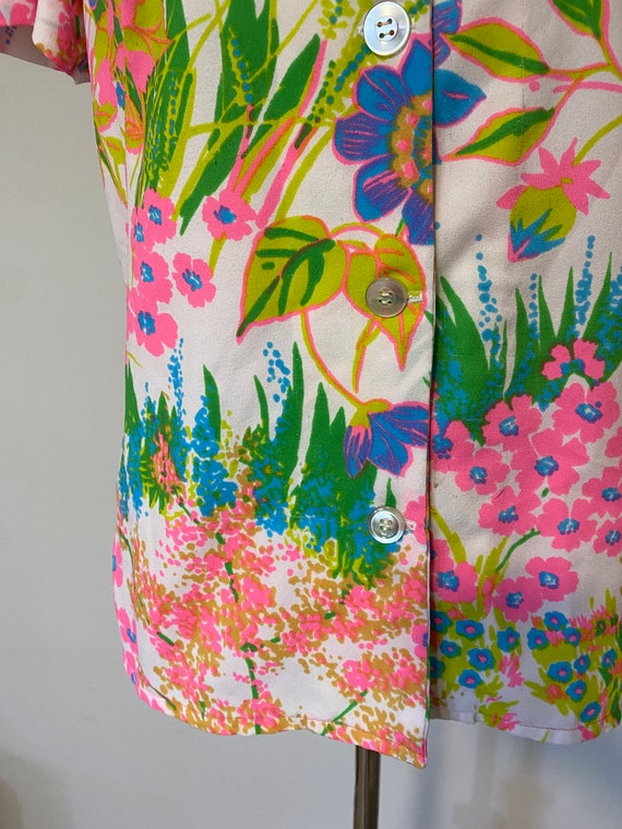 70s Vibrant Floral Blouse - image 4