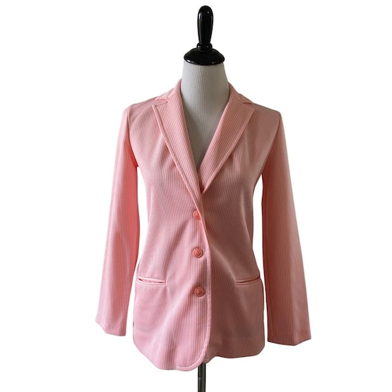 70s Pink and White Candy Striped Blazer - image 1