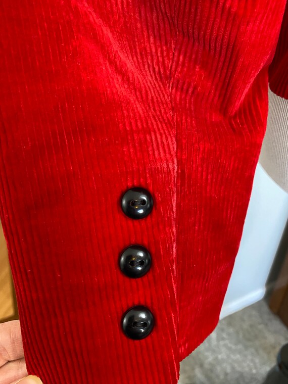 Vibrant Red Corduroy Cropped Blazer - image 4