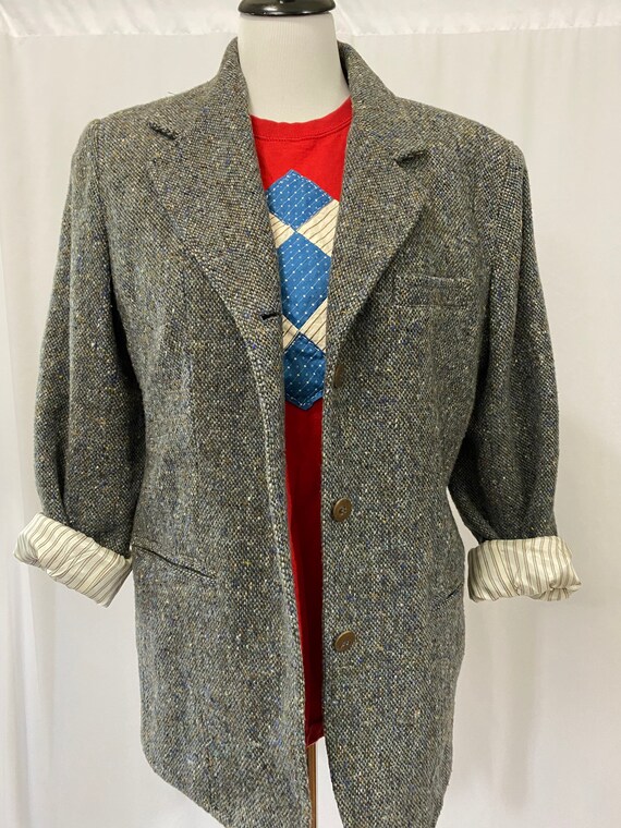 1990s Gray Tweed Lizwear Tweed Blazer