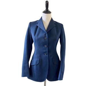 Vintage Navy Blue Pinstriped Equestrian Blazer
