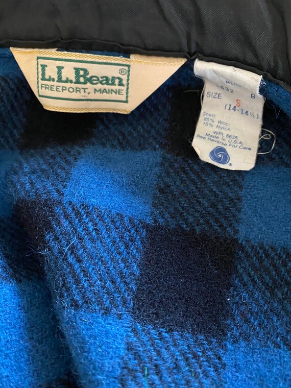 1990s Blue and Black Buffalo Check Plaid Wool LL … - image 8