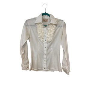 70s Rockmount Ranch Wear Ruffle Front Blouse