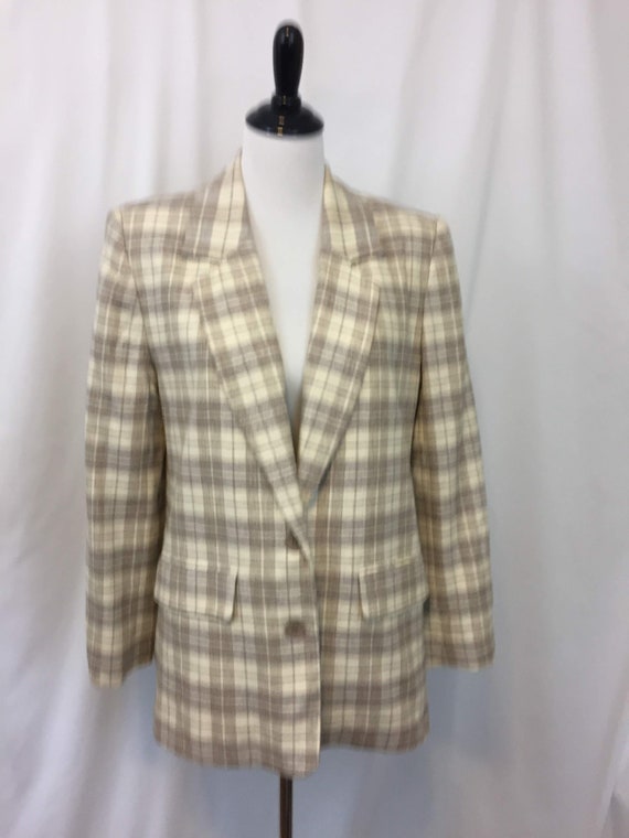 beige plaid blazer